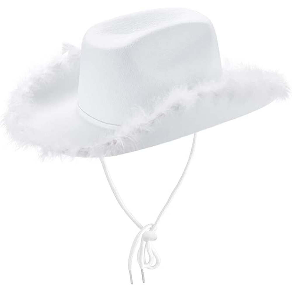 Zac's Alter Ego - Fluffy Fur Cowboy or Cowgirl Hat Chapeau de costume - Blanc